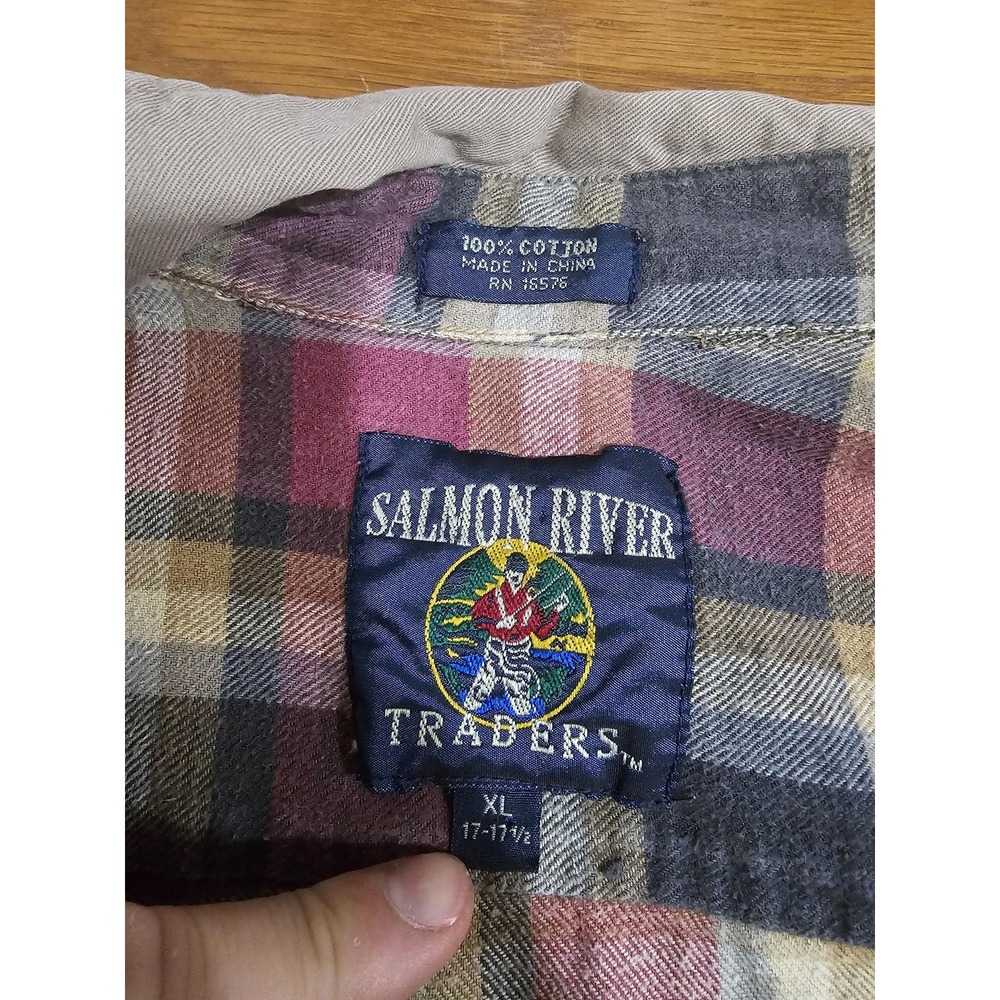 Salmon River Traders Shirt Mens XL Brown Flannel Lined Button Up Workwear Jacket - Picture 7 of 8